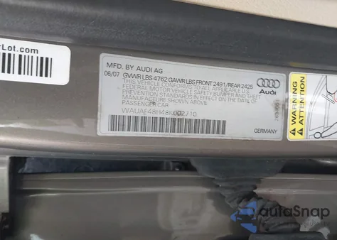 2008 Audi A4 2.0T Cabriolet from USA, damaged, VIN WAUAF48H48K002710